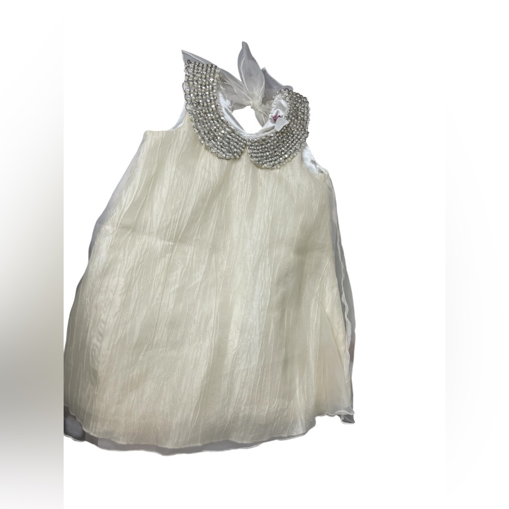 Le Pink VTG Girls Formal Beaded Collar Ivory Dress 6 Flower Girl Special event
